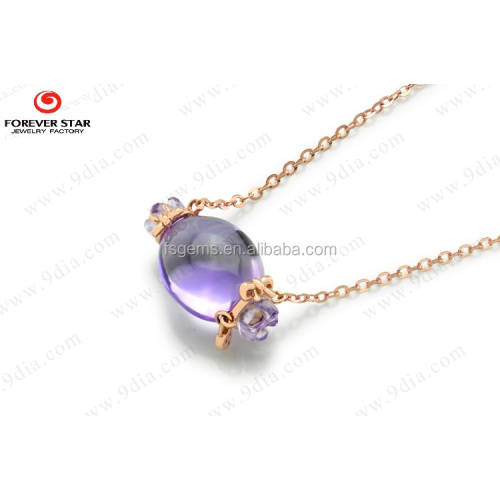 Natural Amethyst 14K Simple Gold Necklace Designs